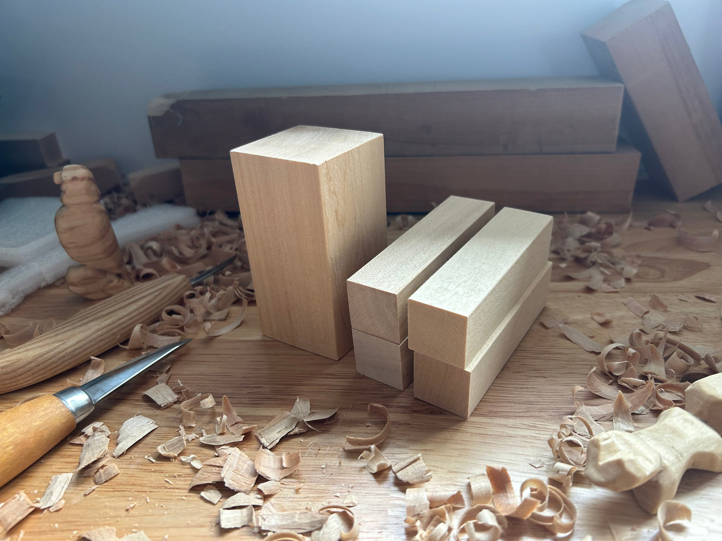 Basswood Starter Carving Bundle - 1 Large + 4 Regular Blocks
